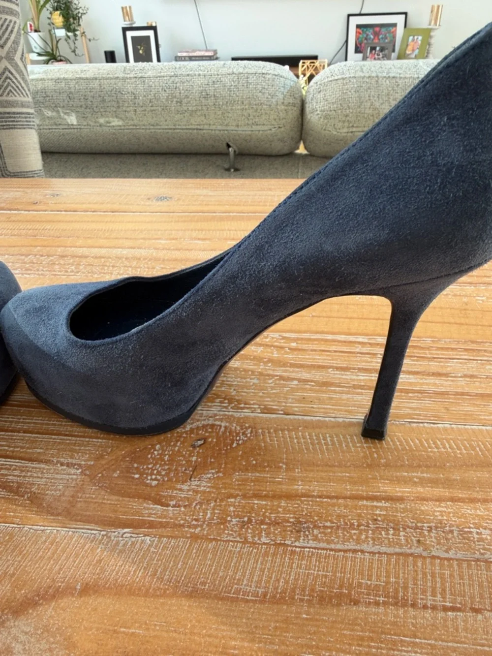 YSL Yves Saint Laurent Navy Suede Platform Pumps | Size 36 - Picture 8 of 11